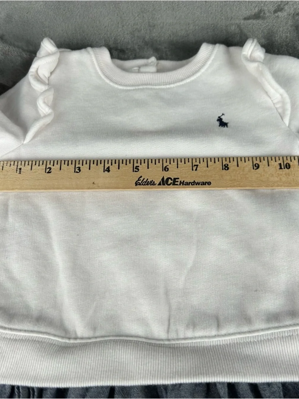 Ralph Lauren Dress Baby Girl 24 Months Pony Logo White Jersey Top Chambray Skirt